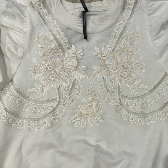 NWT‎ By Anthropologie XS Puff-Sleeve Embellished Elbow-Sleeve Sweatshirt - Picture 13 of 13